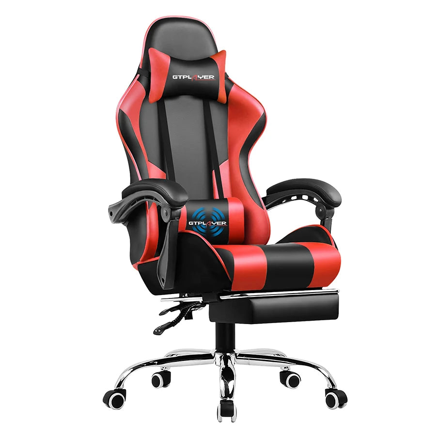 GTPLAYER Gaming Chair with Footrest, Lumbar Support, Adjustable Height, Swivel Seat