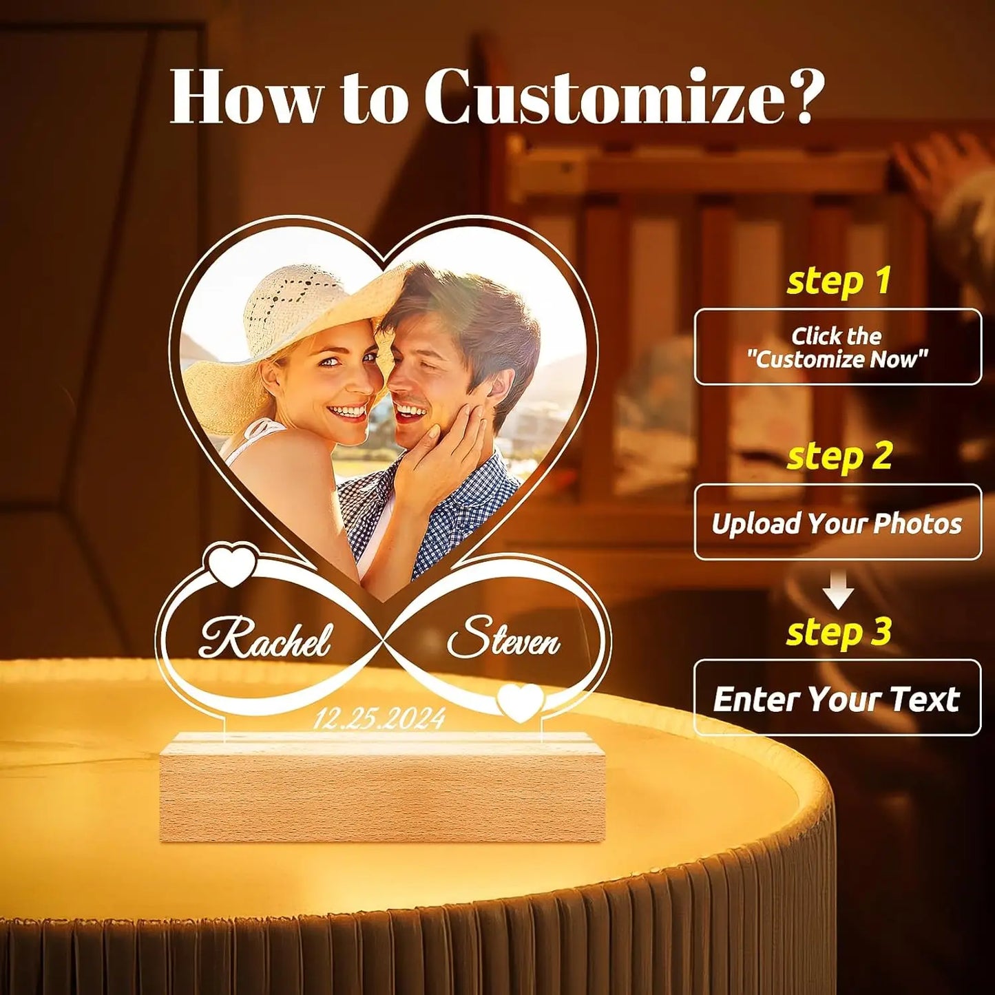 Spotify Music Plaque Gifts For Anniversary Valentine Day Personalized Acrylic Photo Frame Lamp Copule Romantic Gifts