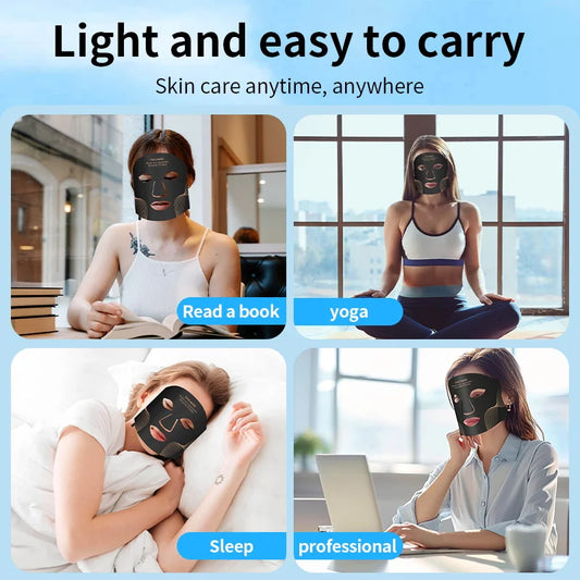 7 Color LED Face Mask with Neck Wireless Portable Red Light Therapy for Anti-Aging, Wrinkles, Skin Rejuvenation