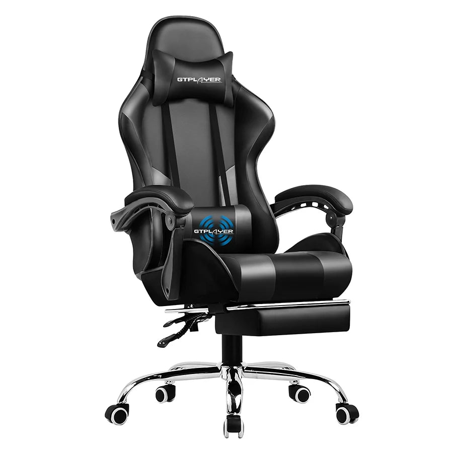 GTPLAYER Gaming Chair with Footrest, Lumbar Support, Adjustable Height, Swivel Seat