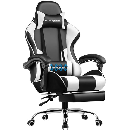 GTPLAYER Gaming Chair with Footrest, Lumbar Support, Adjustable Height, Swivel Seat