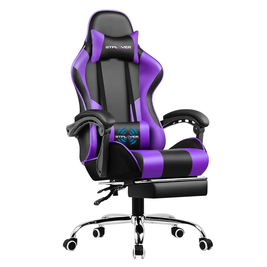 GTPLAYER Gaming Chair with Footrest, Lumbar Support, Adjustable Height, Swivel Seat