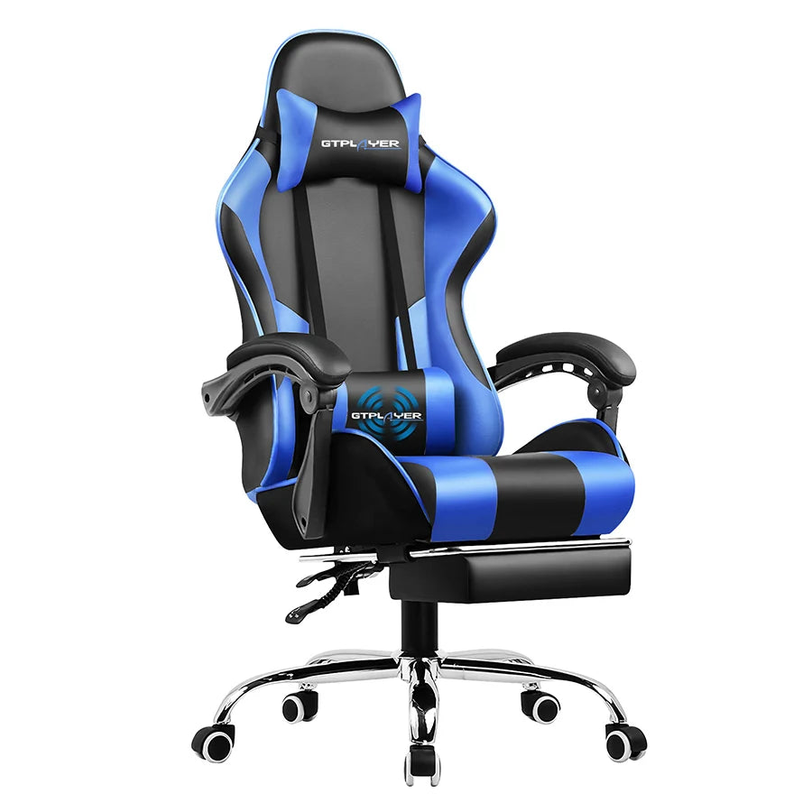 GTPLAYER Gaming Chair with Footrest, Lumbar Support, Adjustable Height, Swivel Seat