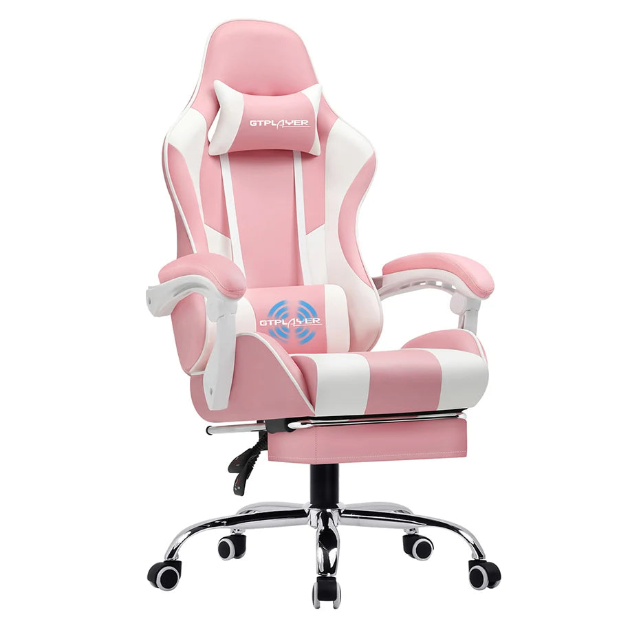 GTPLAYER Gaming Chair with Footrest, Lumbar Support, Adjustable Height, Swivel Seat