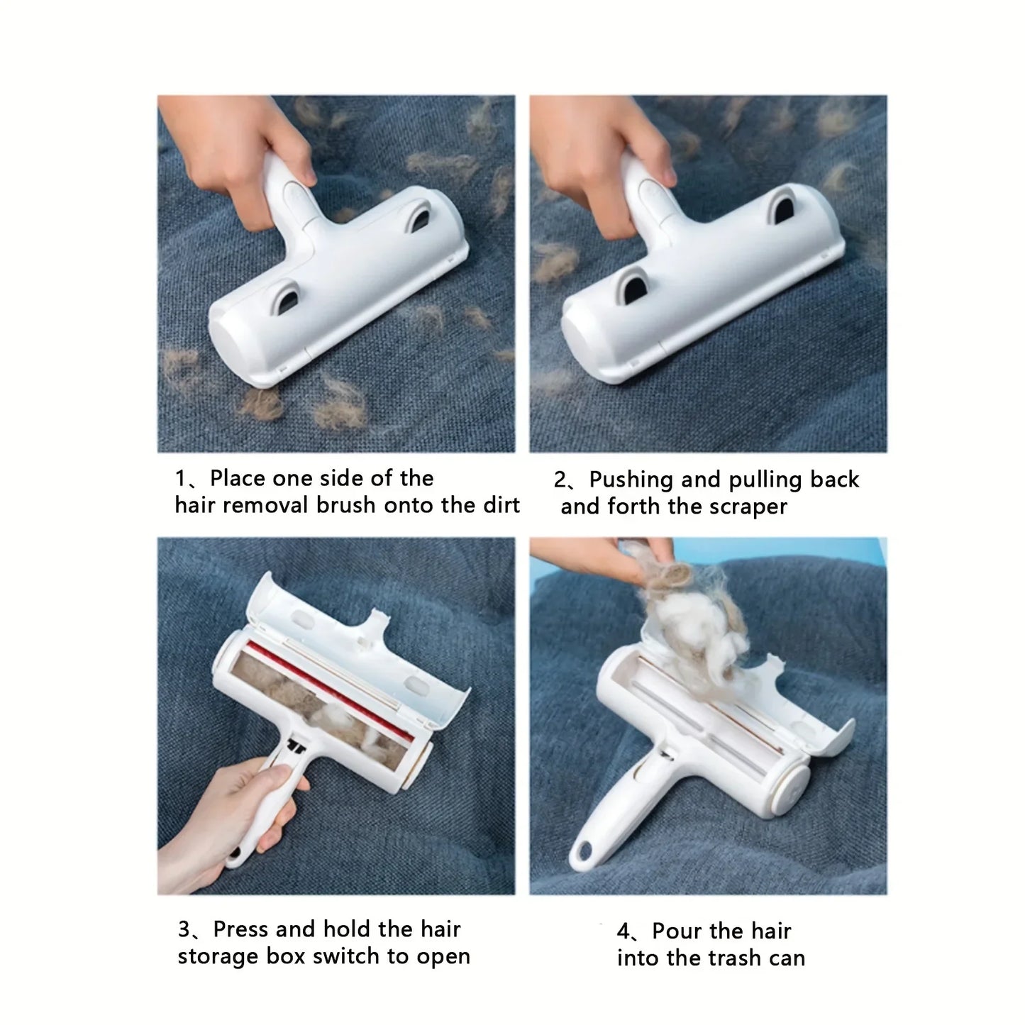 Cat Hair Removal Brush Large Pet Fluff Roller Portable Washable Cat Dog Lint Furniture Sofa