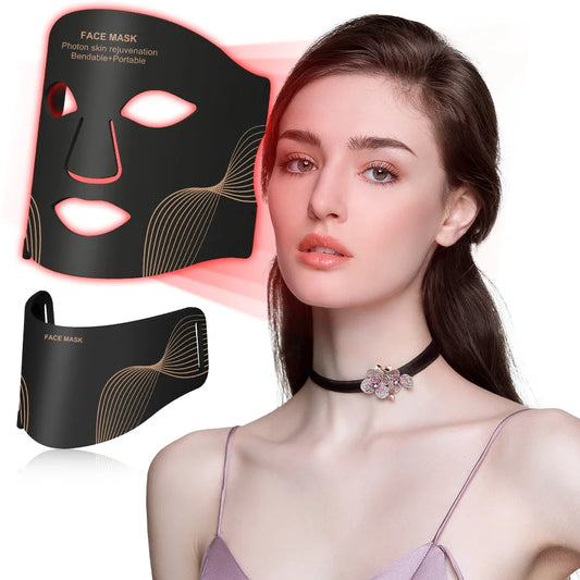 7 Color LED Face Mask with Neck Wireless Portable Red Light Therapy for Anti-Aging, Wrinkles, Skin Rejuvenation