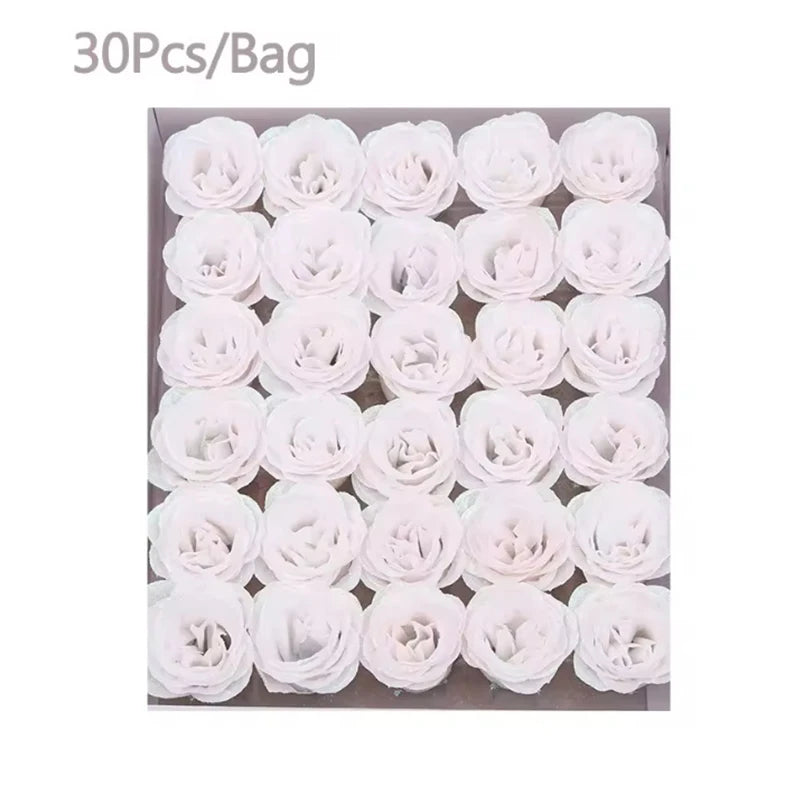 30Pcs Crystal Glitter Rose Flower Head Artificial Rose Flower