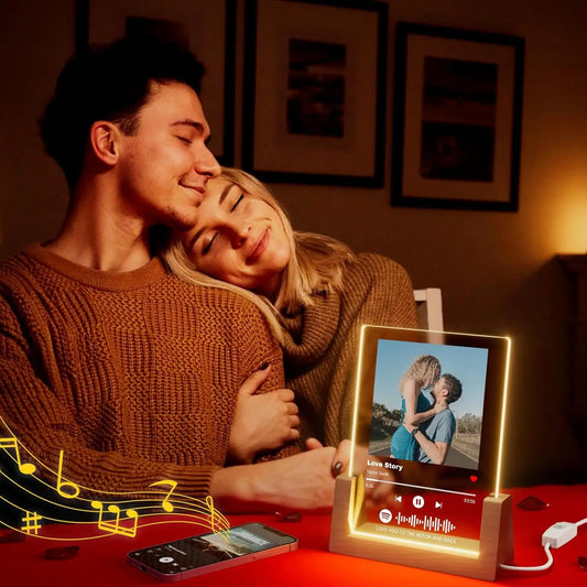 Spotify Music Plaque Gifts For Anniversary Valentine Day Personalized Acrylic Photo Frame Lamp Copule Romantic Gifts