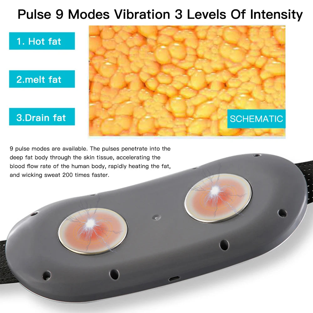 Slim Massager Electric Waist Trainer Fat Cellulite Burner Belt Vibration Muscle Massage Slimming Pulse Weight Loss