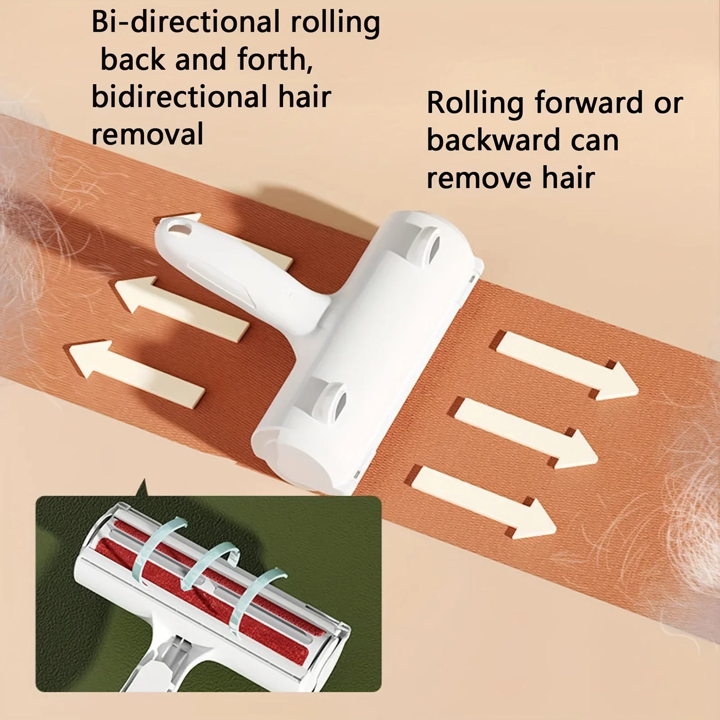 Cat Hair Removal Brush Large Pet Fluff Roller Portable Washable Cat Dog Lint Furniture Sofa