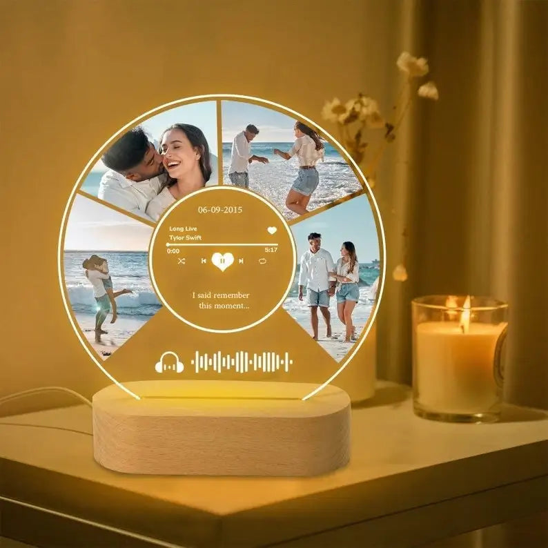 Spotify Music Plaque Gifts For Anniversary Valentine Day Personalized Acrylic Photo Frame Lamp Copule Romantic Gifts