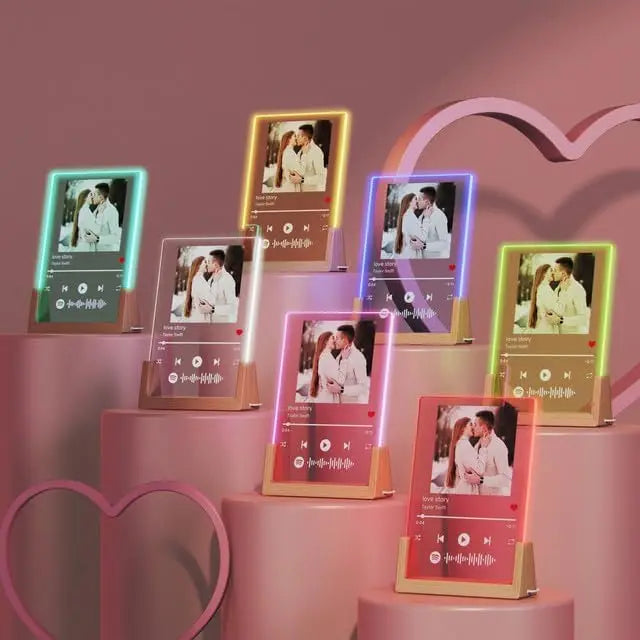 Spotify Music Plaque Gifts For Anniversary Valentine Day Personalized Acrylic Photo Frame Lamp Copule Romantic Gifts