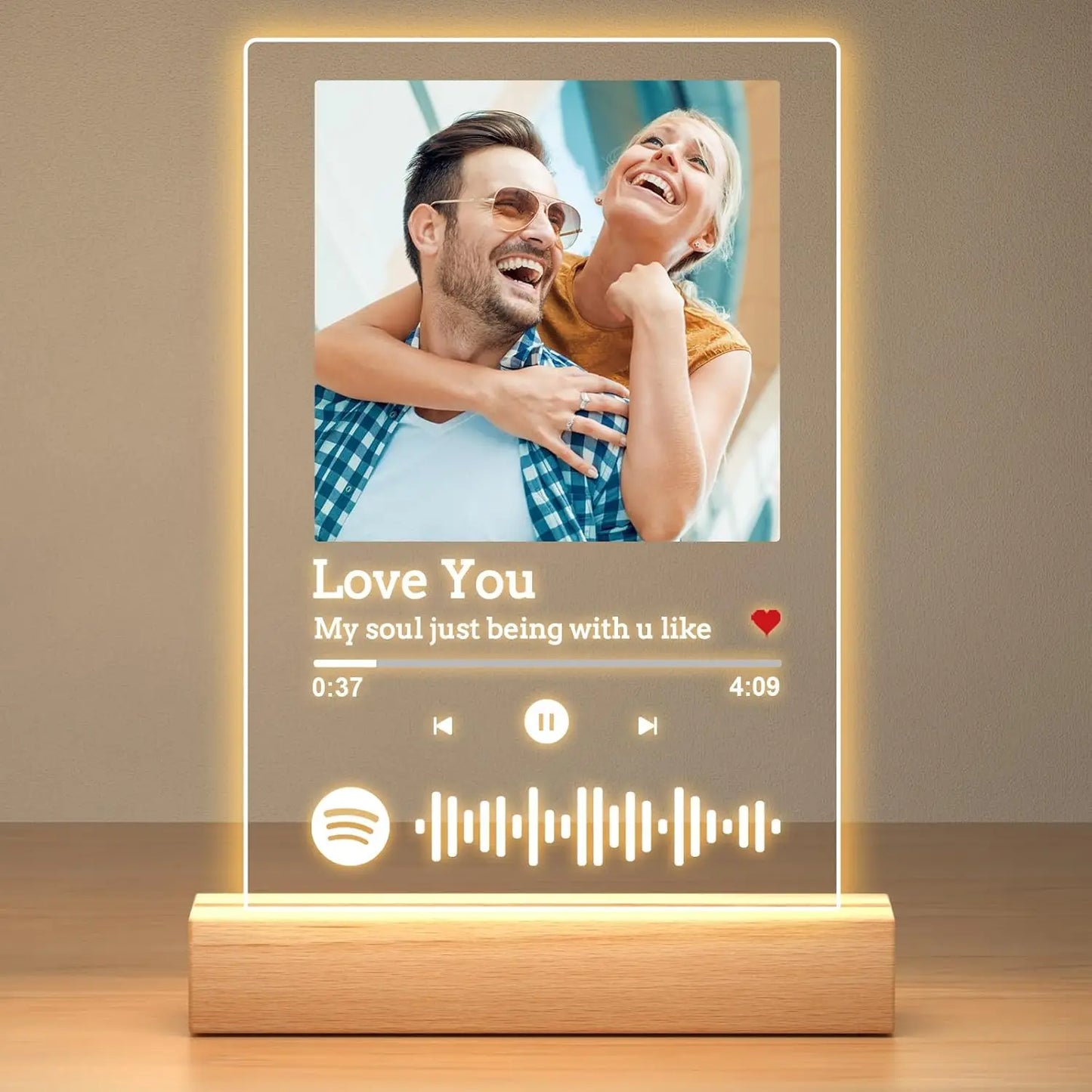 Spotify Music Plaque Gifts For Anniversary Valentine Day Personalized Acrylic Photo Frame Lamp Copule Romantic Gifts