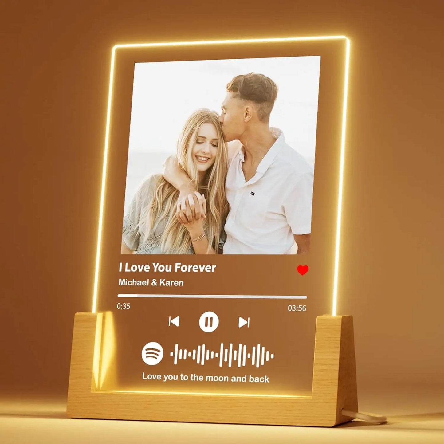 Spotify Music Plaque Gifts For Anniversary Valentine Day Personalized Acrylic Photo Frame Lamp Copule Romantic Gifts