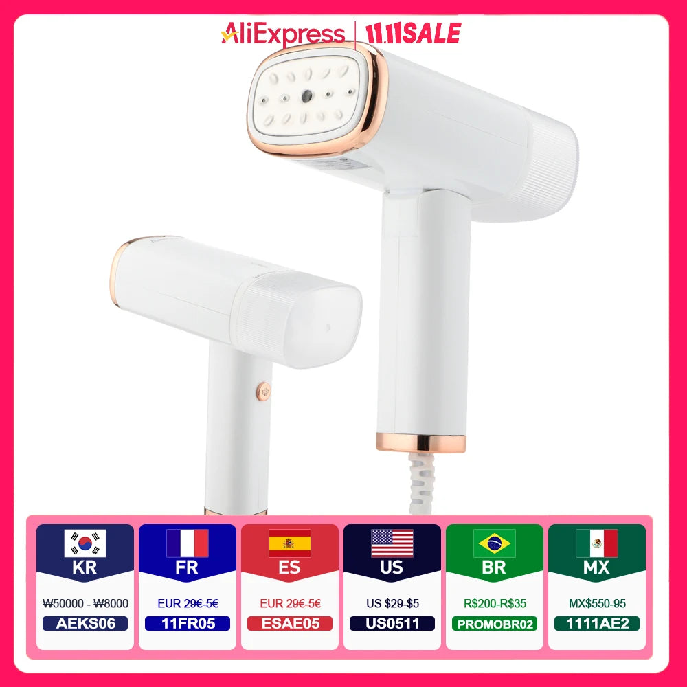 Steam Iron 1000W Folding Mini Garment Hanging Steamer Clothes Ironing Wet Dry Ironing Machine for Home Travel