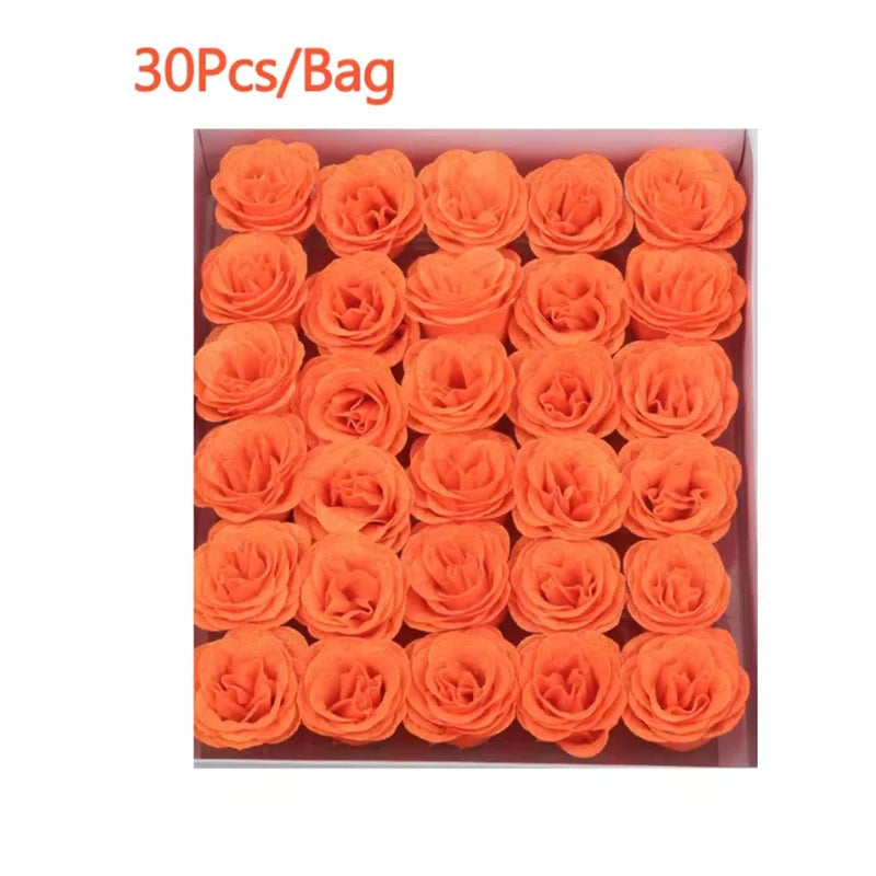 30Pcs Crystal Glitter Rose Flower Head Artificial Rose Flower